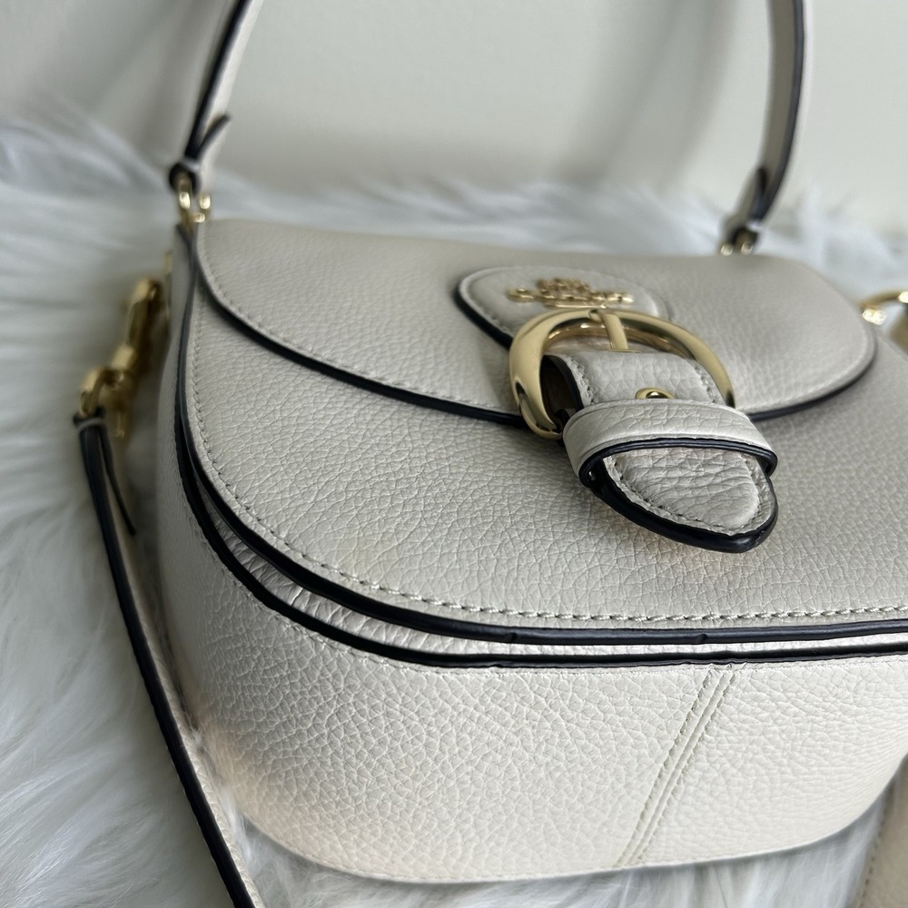 Coach Kleo 17 Chalk White Pebbled Leather Shoulder Bag Excellent - Picture 6 of 12